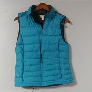 Aqua blue, down, zip up puffer vest